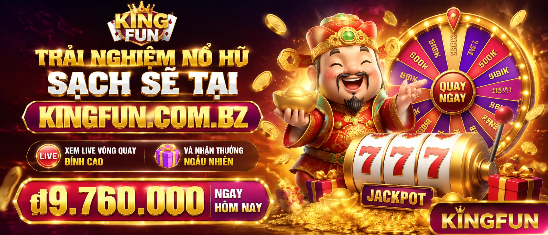 Khu Nổ Hũ Kingfun hiển thị danh mục slot trực tuyến