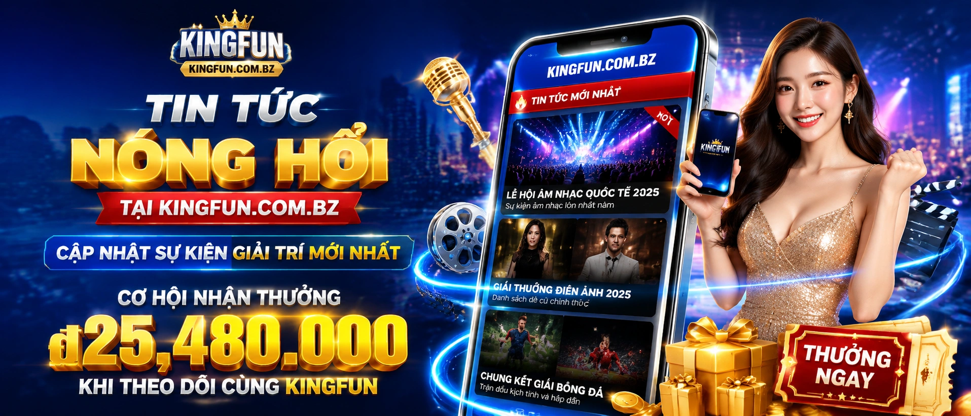 Giao diện tin tức Kingfun trên thiết bị di động
