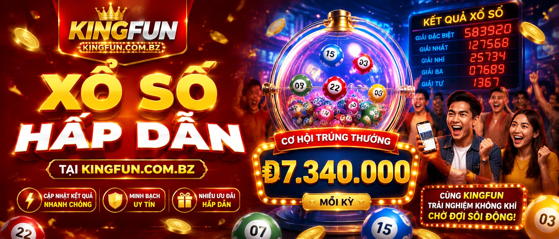 Giao diện Xổ Số Kingfun tra cứu kết quả và dữ liệu khu vực